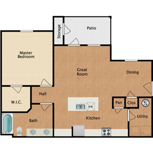 A1 - One Bedroom / One Bath - 798 Sq.Ft.*